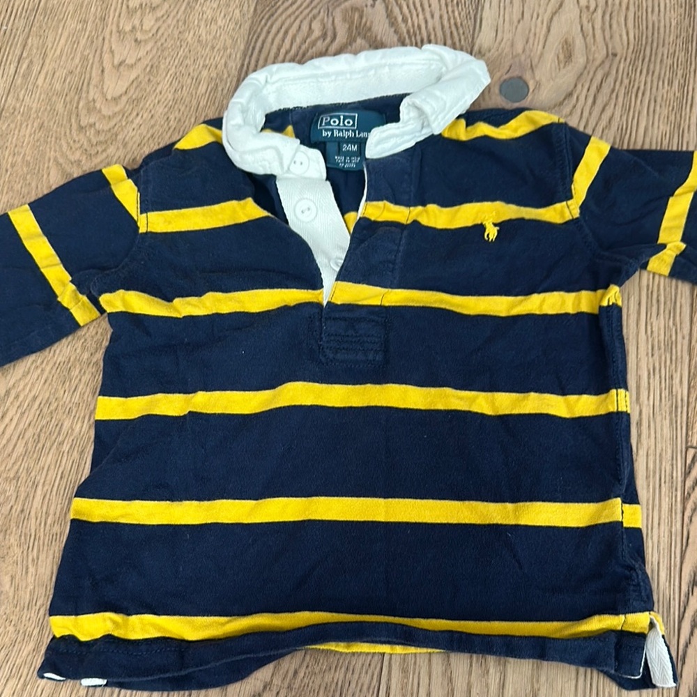 Polo by Ralph Lauren Blue and Yellow Striped Polo Shirt